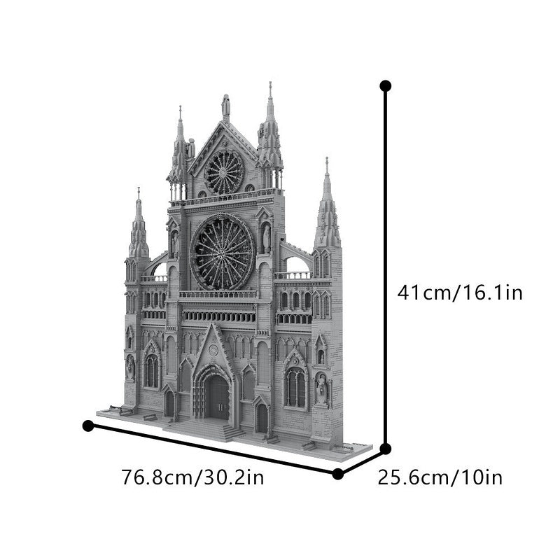 Gothic Cathedral Facade MOC Building Kit | Medieval Architecture Model - 4