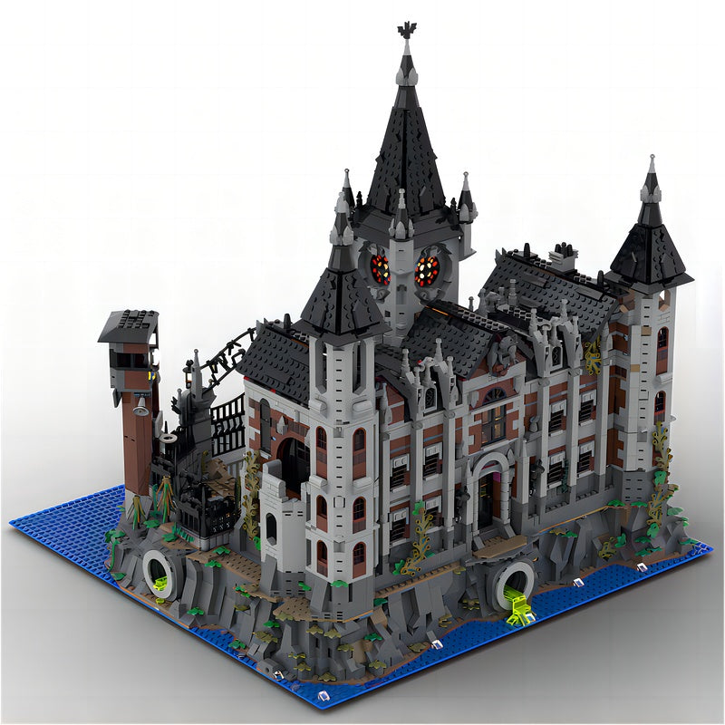 Gothic Cliffside Asylum MOC Haunted Architecture Building Kit - 2