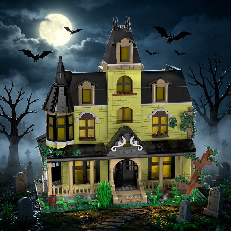 Gothic Haunted Manor MOC Building Kit | Theme Park Ghost House Model - 1
