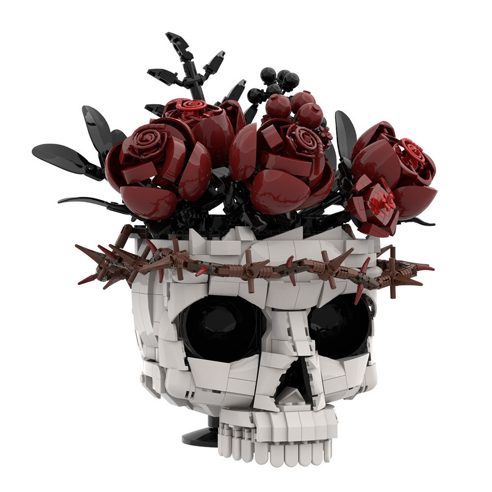 gothic skull & eternal rose building kit | lego compatible moc - 3