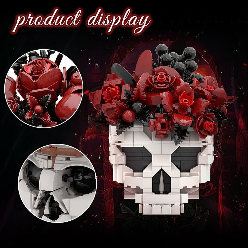 Gothic Skull & Eternal Rose MOC Building Kit for Dark Fantasy Display - 3