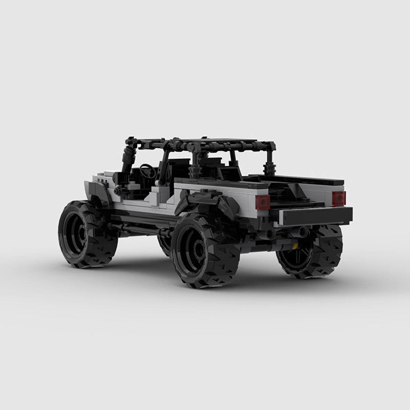 Gray Off-Road Pickup Truck Building Kit | 8-Wide LEGO-Compatible MOC - 2