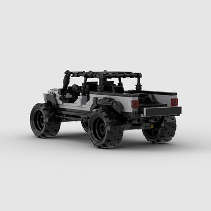 Gray Off-Road Pickup Truck Building Kit | 8-Wide LEGO-Compatible MOC - 2