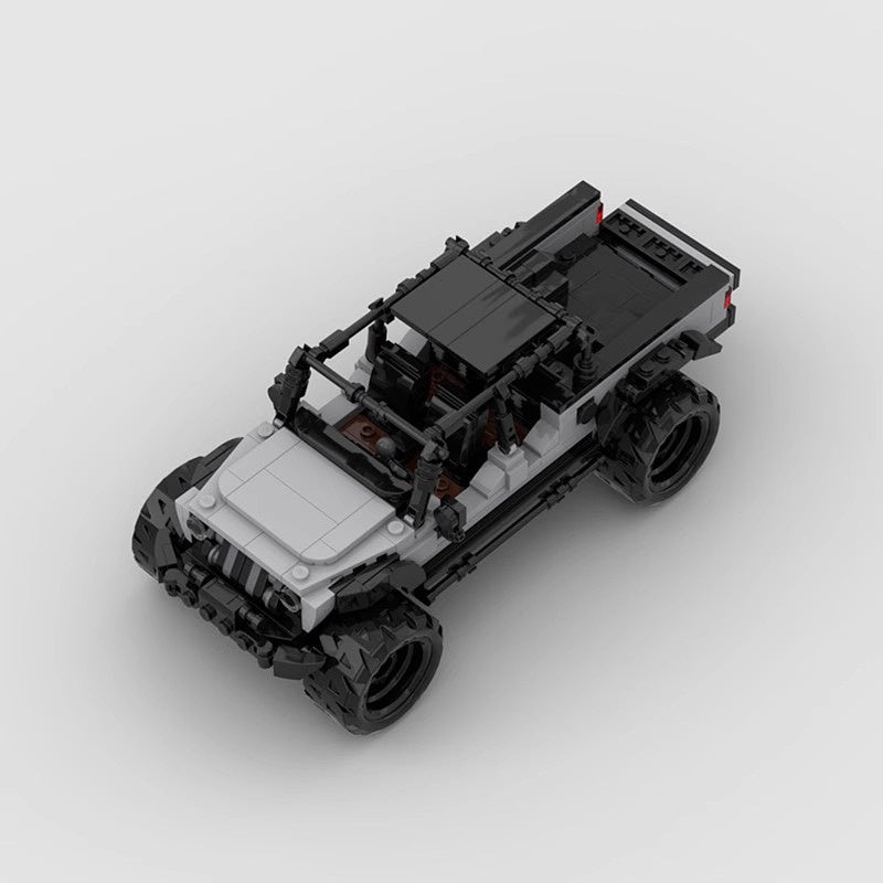 Gray Off-Road Pickup Truck Building Kit | 8-Wide LEGO-Compatible MOC - 3