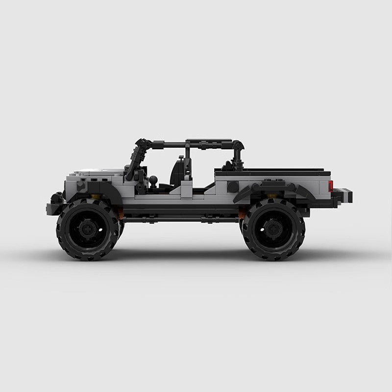 Gray Off-Road Pickup Truck Building Kit | 8-Wide LEGO-Compatible MOC - 4