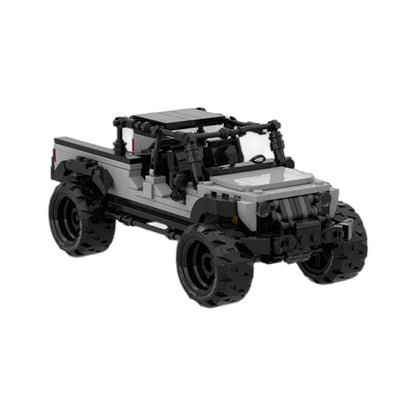 Gray Off-Road Pickup Truck Building Kit | 8-Wide LEGO-Compatible MOC - 5