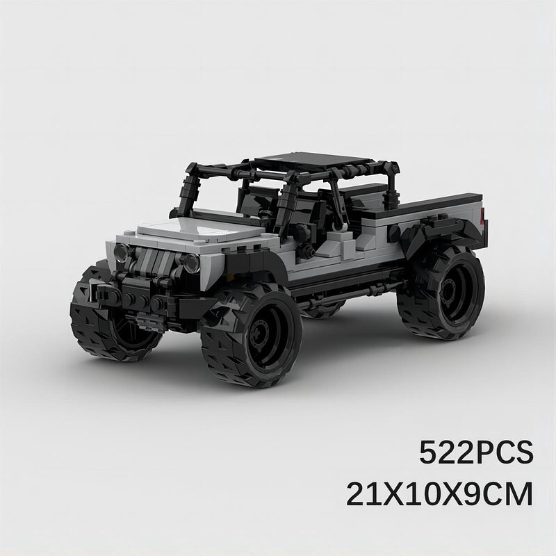Gray Off-Road Pickup Truck Building Kit | 8-Wide LEGO-Compatible MOC - 6