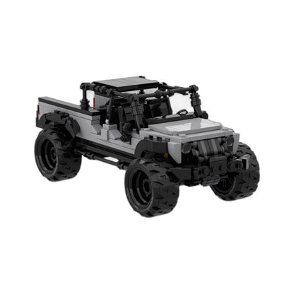 Gray Off-Road Pickup Truck MOC Building Kit | 8-Wide Vehicle Model - 1