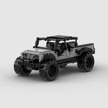 Gray Off-Road Pickup Truck MOC Building Kit | 8-Wide Vehicle Model - 2