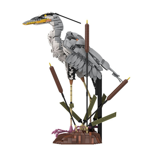 Grey Heron Wildlife Bird Building Kit | LEGO-Compatible MOC - 4