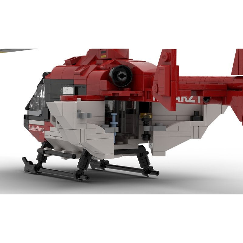 H135 Rescue Helicopter MOC Building Kit | Aviation Vehicle Model - 4