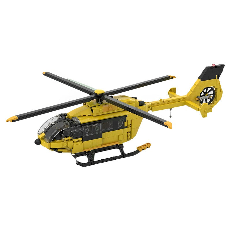 H145 Yellow Civil Rescue Helicopter MOC Building Kit - 1