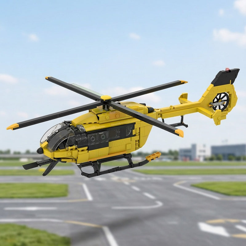 H145 Yellow Civil Rescue Helicopter MOC Building Kit - 2