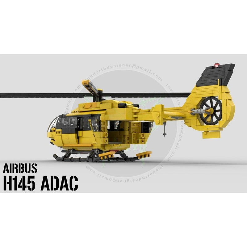 H145 Yellow Civil Rescue Helicopter MOC Building Kit - 4