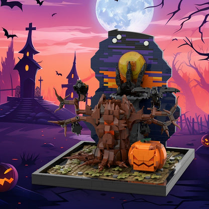Halloween Tree & Pumpkin MOC Building Kit | Seasonal Display Decor - 2