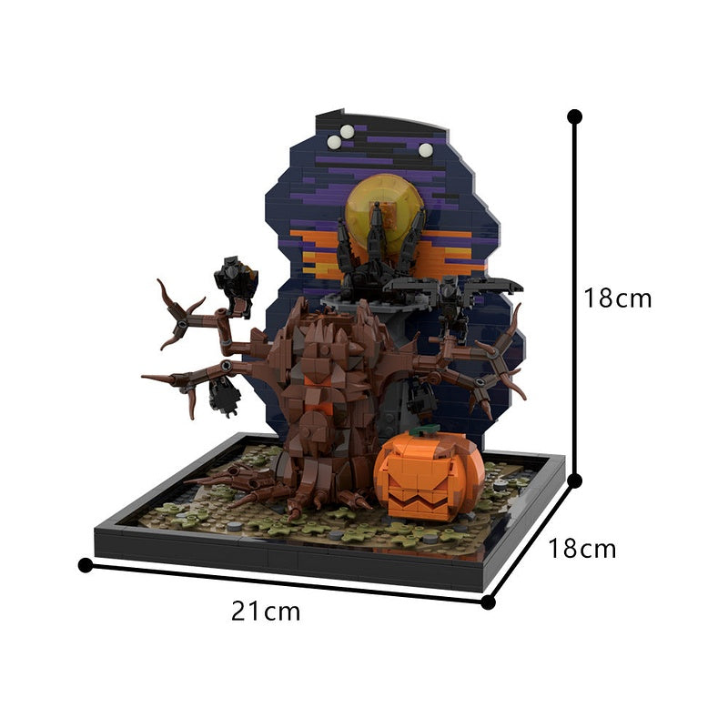 Halloween Tree & Pumpkin MOC Building Kit | Seasonal Display Decor - 3