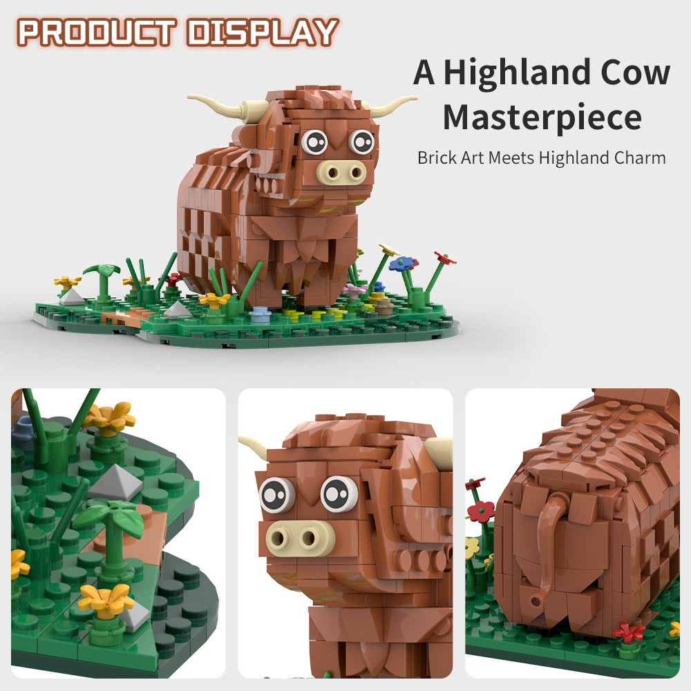 highland cattle building kit | lego compatible moc - 2