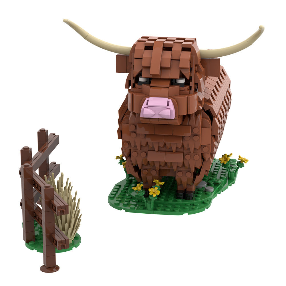 highland cattle building kit | lego compatible moc - 2