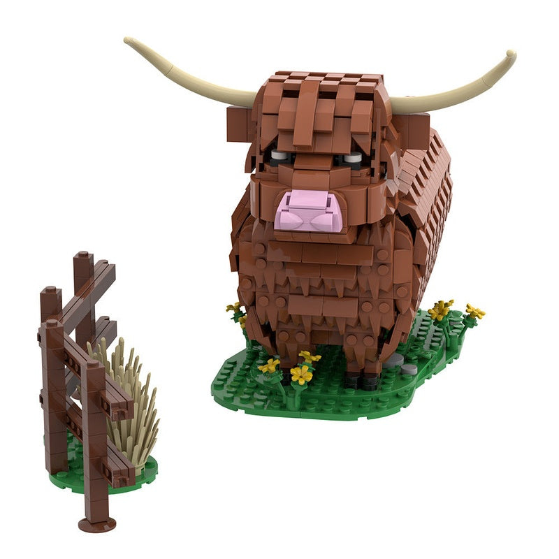 Highland Cattle MOC Building Kit | Realistic Wildlife Display Model - 10