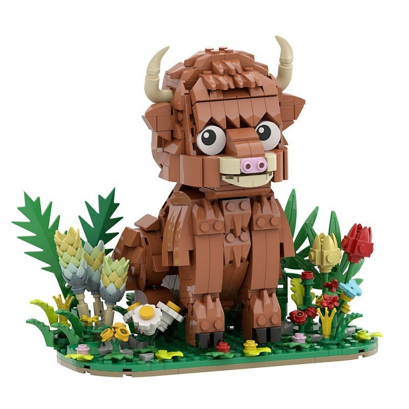 Highland Cattle MOC Building Kit | Realistic Wildlife Display Model - 8