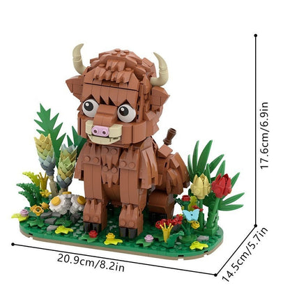 Highland Cattle MOC Building Kit | Realistic Wildlife Display Model - 9