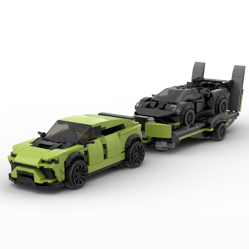 Italian Luxury SUV and Supercar Trailer Building Kit | LEGO-Compatible MOC - 1