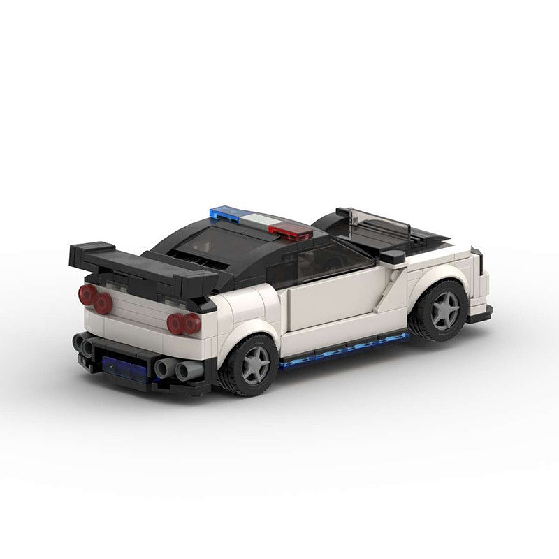 Japanese JDM Tuner R34 Skyline-Style Police Pursuit Car Building Kit | LEGO-Compatible MOC - 2