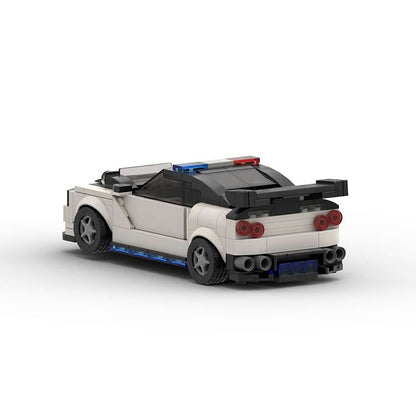 Japanese JDM Tuner R34 Skyline-Style Police Pursuit Car Building Kit | LEGO-Compatible MOC - 4