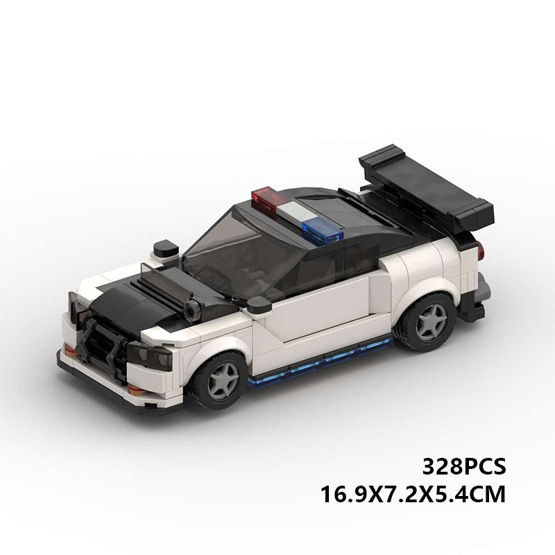 Japanese JDM Tuner R34 Skyline-Style Police Pursuit Car Building Kit | LEGO-Compatible MOC - 6