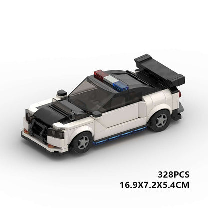 Japanese JDM Tuner R34 Skyline-Style Police Pursuit Car Building Kit | LEGO-Compatible MOC - 6
