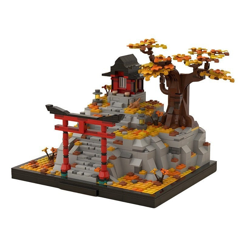 Japanese Mountain Shrine MOC Building Kit | Autumn Torii Architecture - 1