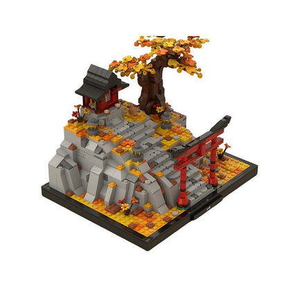 Japanese Mountain Shrine MOC Building Kit | Autumn Torii Architecture - 2