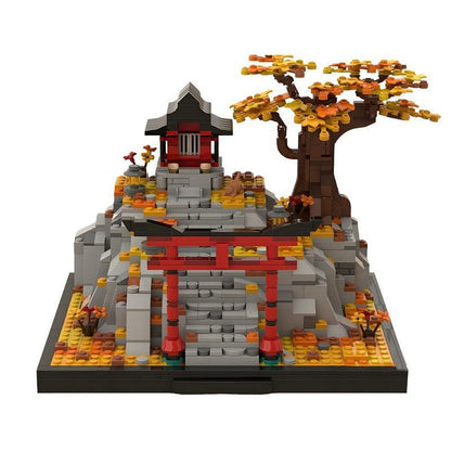 Japanese Mountain Shrine MOC Building Kit | Autumn Torii Architecture - 3