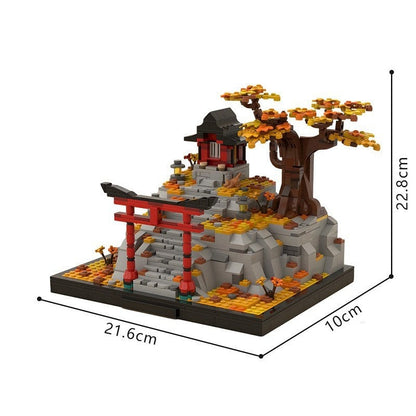 Japanese Mountain Shrine MOC Building Kit | Autumn Torii Architecture - 4