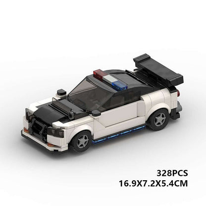 Japanese Tuner Police Pursuit Car MOC Building Kit | Sports Vehicle Model - 6