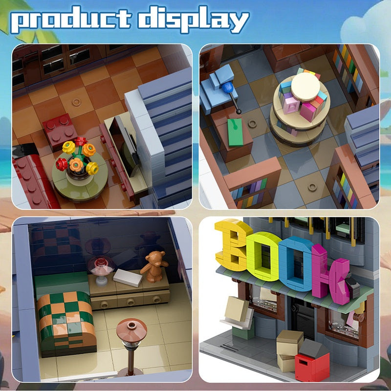 Little Bookshop MOC Building Kit | Cozy Street Architecture Model - 6