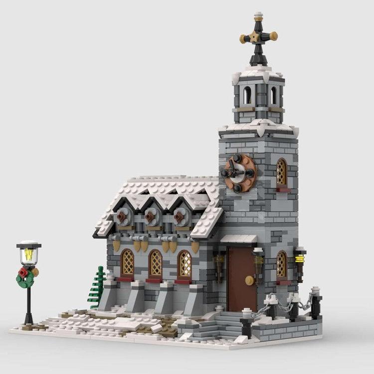 Little Winter Church Building Kit | LEGO-Compatible MOC - 3