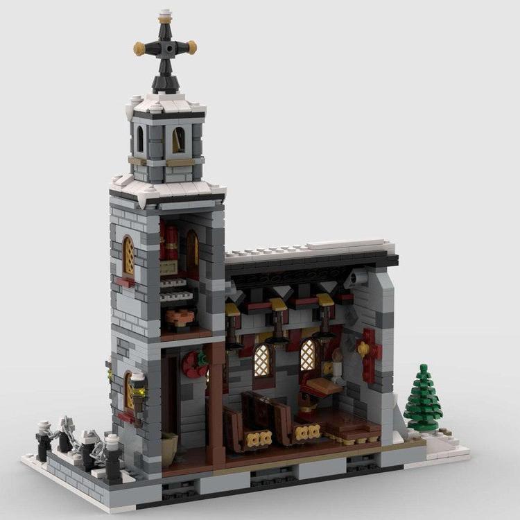 Little Winter Church Building Kit | LEGO-Compatible MOC - 4