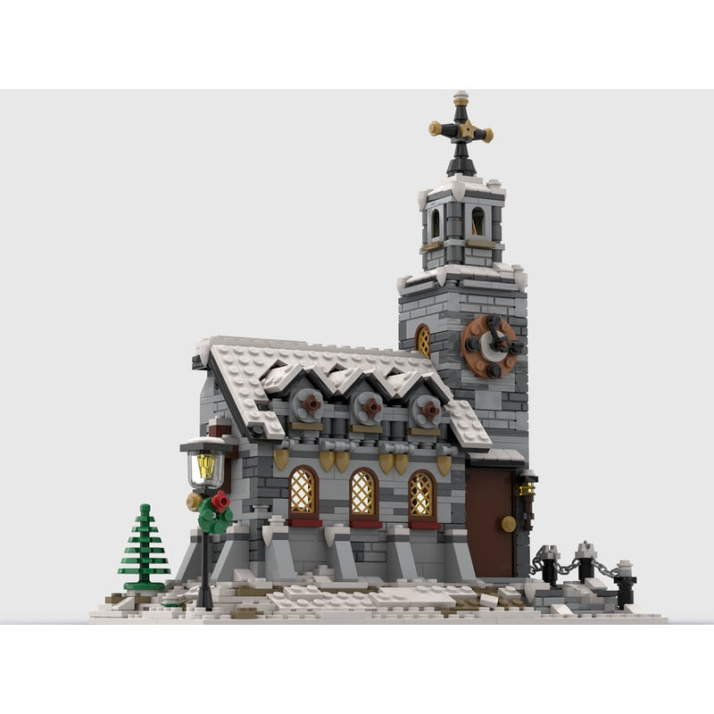 Little Winter Church MOC Building Kit | Snowy Village Architecture - 2