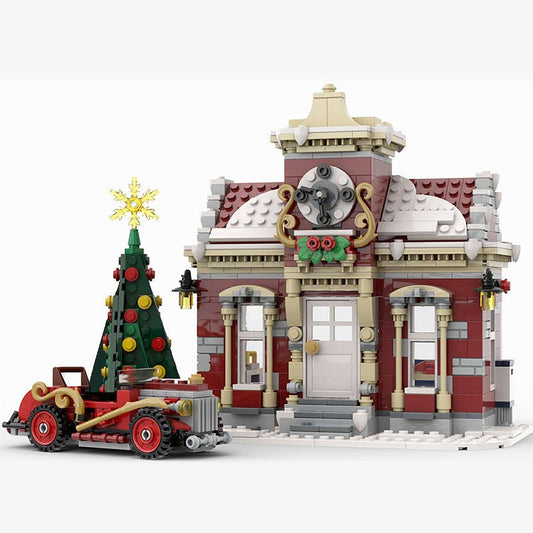 Little Winter Town Hall MOC Building Kit | Snowy Village Architecture - 1