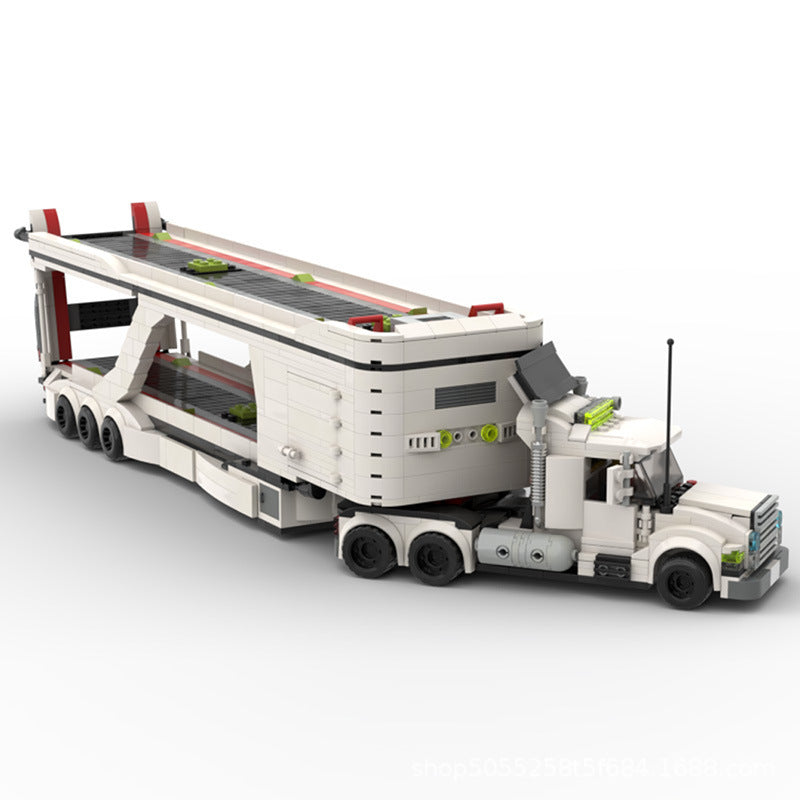 LT 3 Car Transport Big Rig Truck Building Kit | LEGO-Compatible MOC - 1