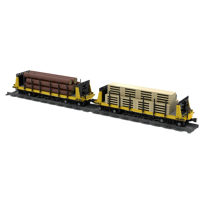 Lumber Bulkhead Flatcars MOC Building Kit - 2
