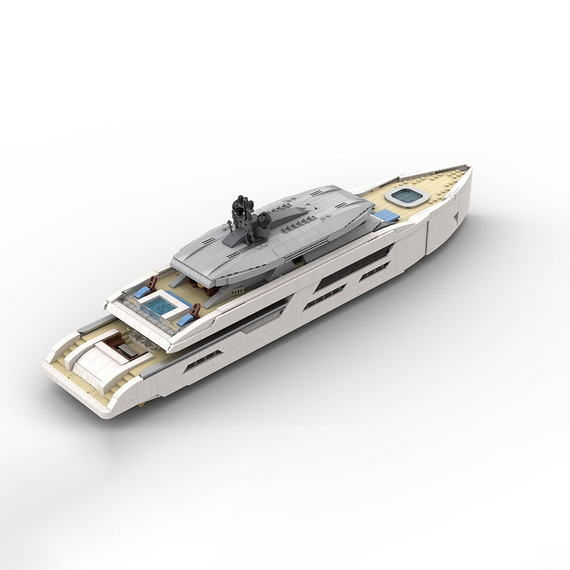 Luxury Yacht MOC Building Kit | Modern Civilian Ship Model - 8