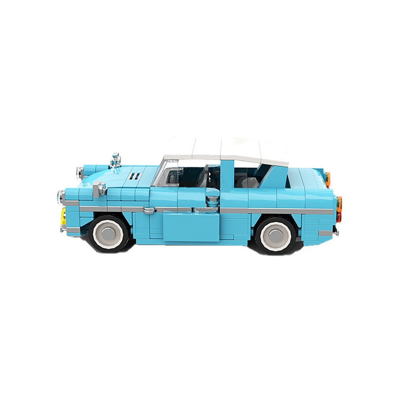 Magical Flying Sedan MOC Building Kit | Blue White-Roof Classic Car - 4
