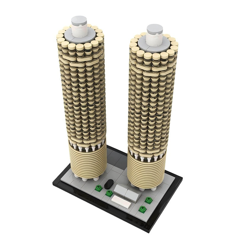 Marina City Chicago 1:800 Scale Skyscraper Building Kit | LEGO-Compatible MOC - 2