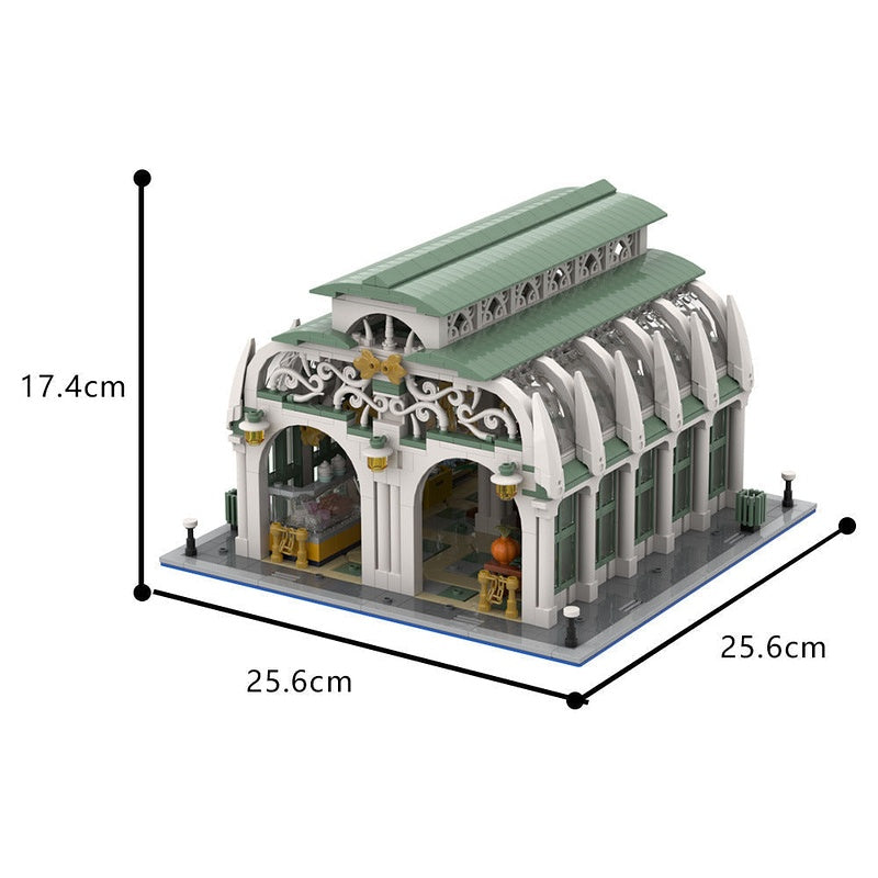 Market Hall MOC Building Kit | Medieval Town Architecture Display Model - 4