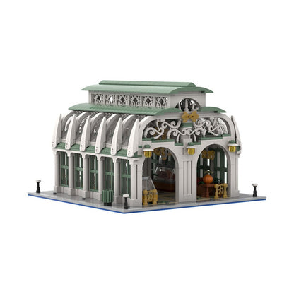 Market Hall MOC Building Kit | Medieval Town Architecture Display Model - 6