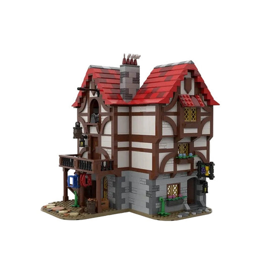 Medieval Alley's Inn MOC Building Kit | Historic Tavern Architecture Model - 1