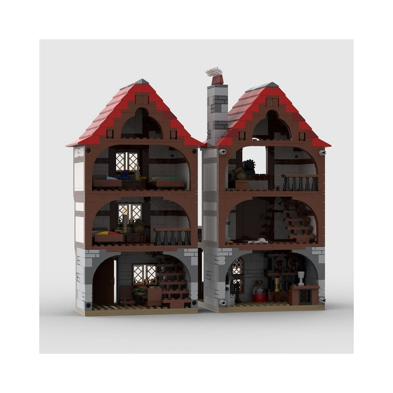Medieval Alley's Inn MOC Building Kit | Historic Tavern Architecture Model - 3