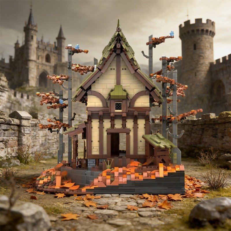 Medieval Autumn House Building Kit | LEGO-Compatible MOC - 5